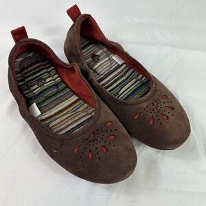 Acorn Via Leather Suede Ballet Flat Slippers Shoes Brown Orange Size 8‎